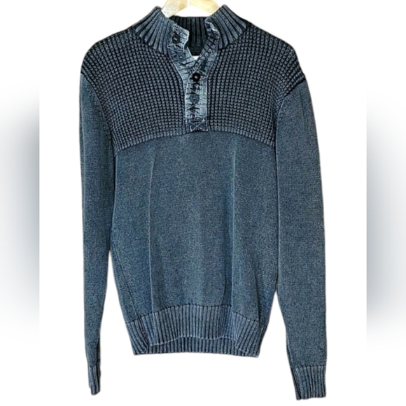 Buckle BKE Men's Gray Standard Fit Quarter Button Pullover Sweater, Size X-Small - Picture 3 of 6